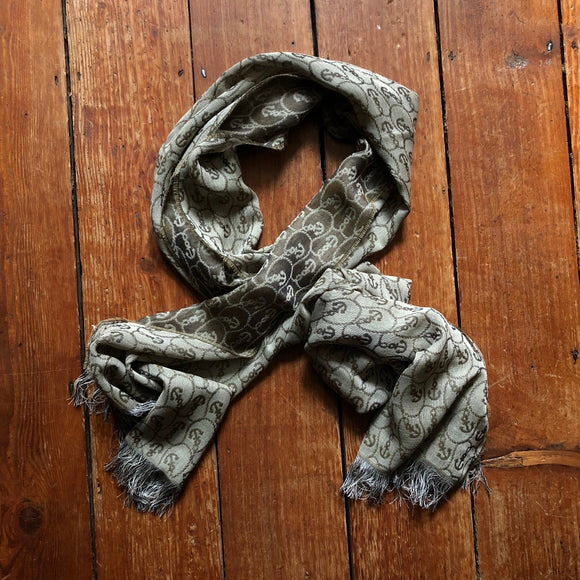 Regent - Scarf - Cotton & Wool - Olive & Green Anchors