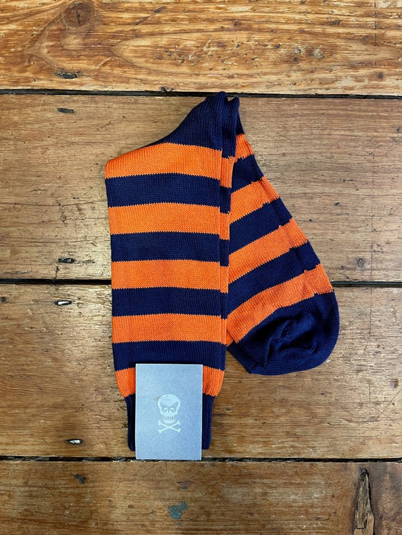 Orange and Navy Hoop sock 