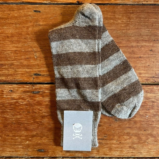 Regent Socks - Alpaca Wool - Grey / Oat Brown