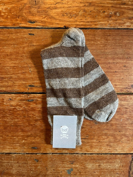 Regent Alpaca Socks - Grey / Oat Brown