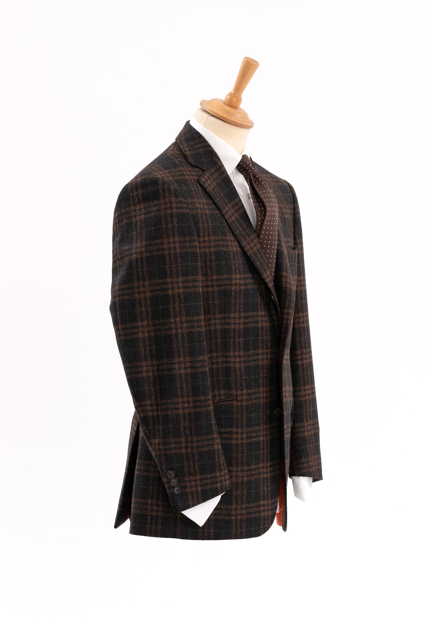 Regent - Two-Button Jacket - 'Riddler' - Brown Wool Tweed Overcheck