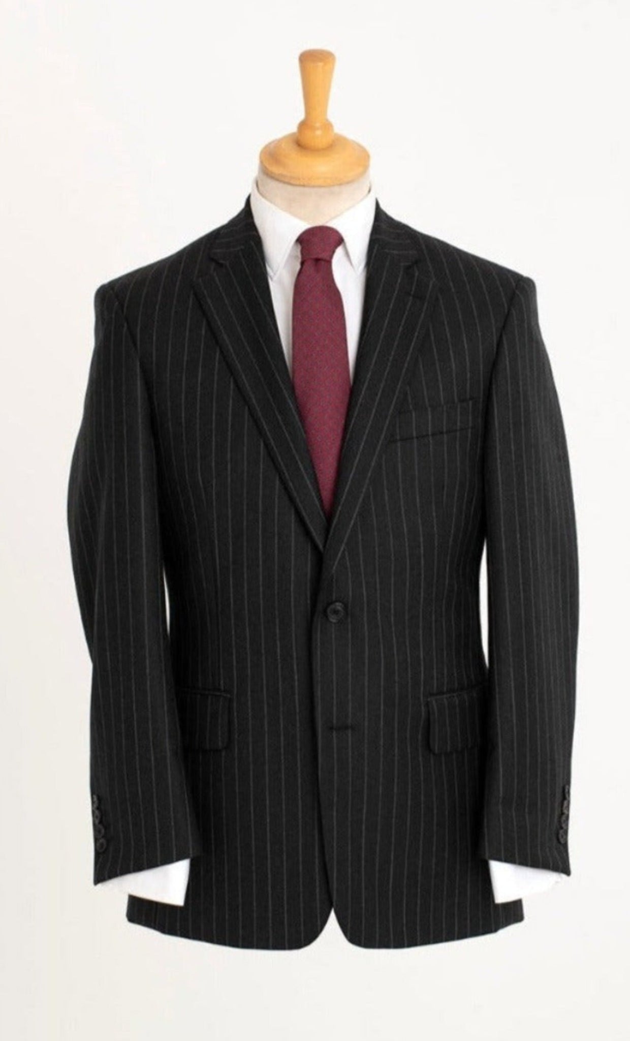 Regent 'Jones' Two-Button Suit – Charcoal Grey Chalkstripe Wool - Regent Tailoring