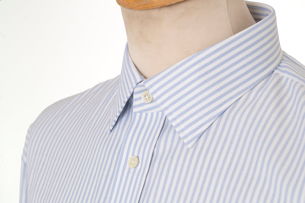 Regent - Oxford Cotton Shirt - White and Sky Blue Stripe