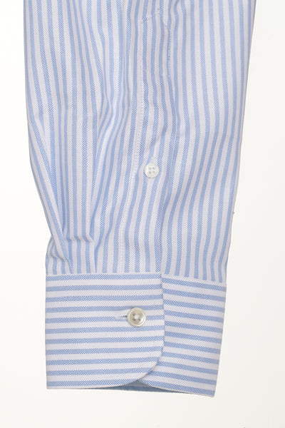 Regent - Oxford Cotton Shirt - White and Sky Blue Stripe