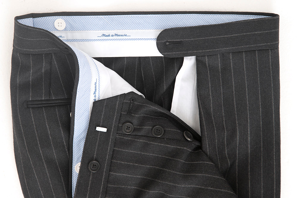 'Jones' - Two-Button Suit - Charcoal Grey Wool - Chalkstripe