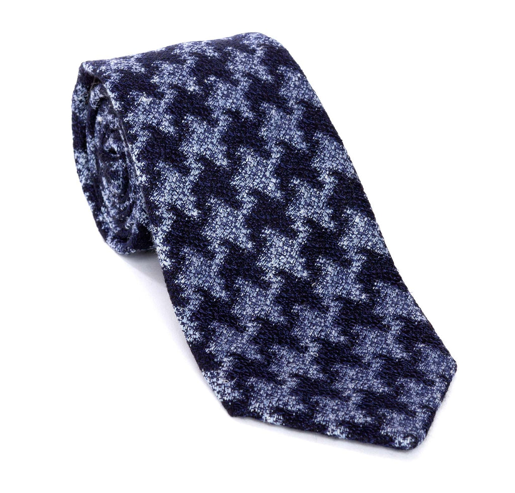 Regent - Woven Silk Tie - Blue Contrast Dogtooth - Regent Tailoring