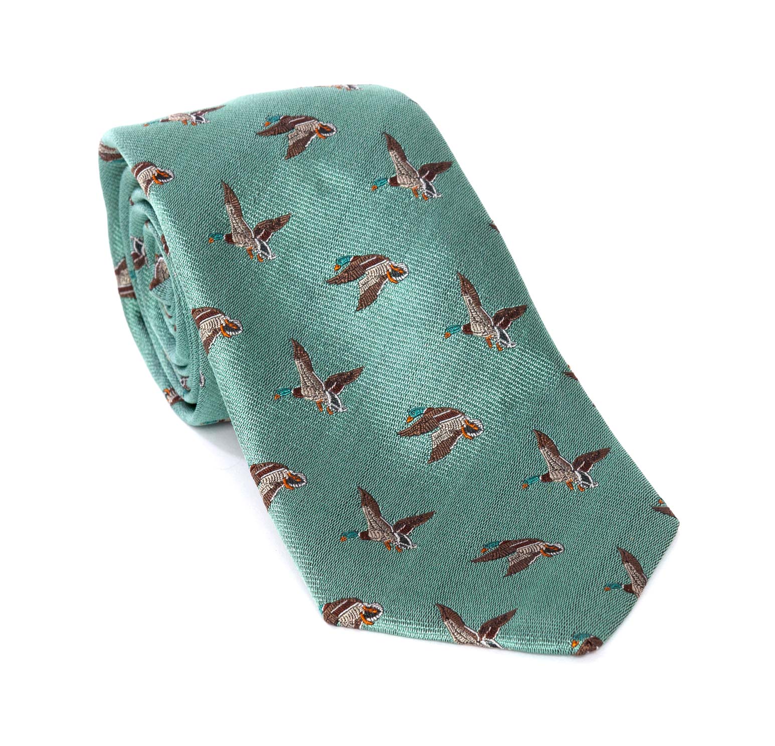 Regent Woven Silk Tie - Sky Blue with Ducks