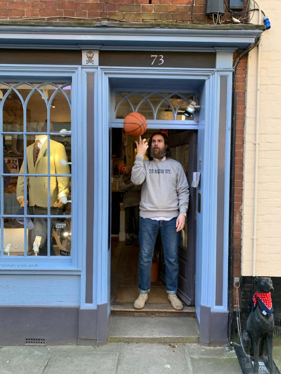 The Regent branded Sweatshirt in Grey. Featuring our 73 New St. Logo on the front