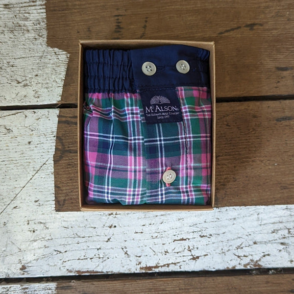 McAlson - Boxer Shorts - Pink, Green and Navy plaid - 4669