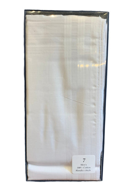 Cotton Pocket Handkerchief - White Satin - 7 Pack