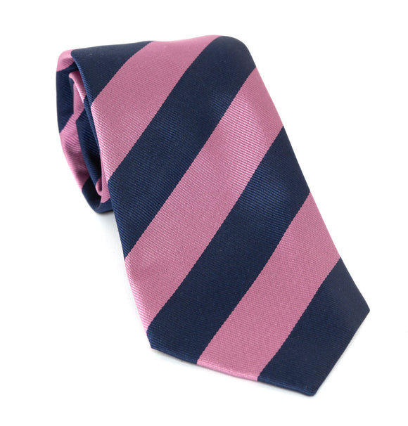 Regent Luxury Silk Tie - Pink & Navy Stripe - Regent Tailoring
