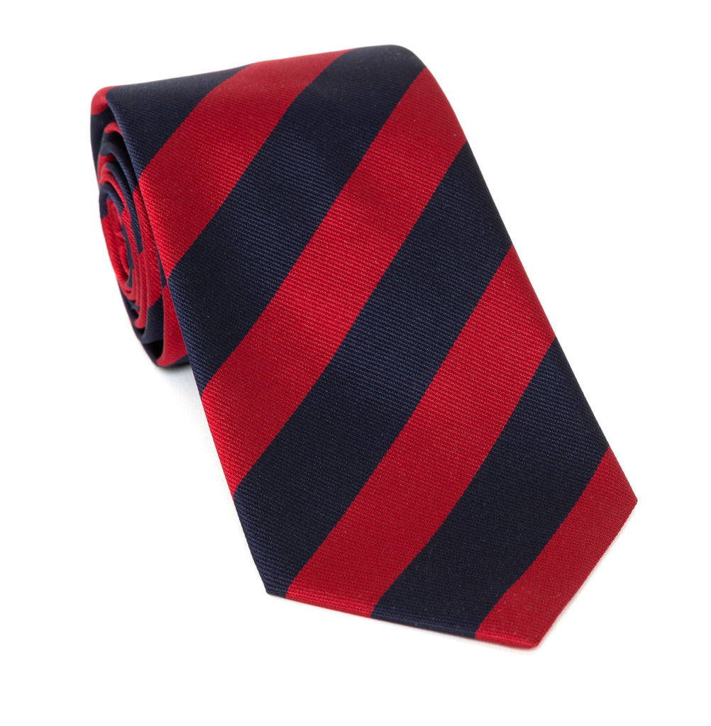 Regent Luxury Silk Tie - Navy & Red Stripe - Regent Tailoring