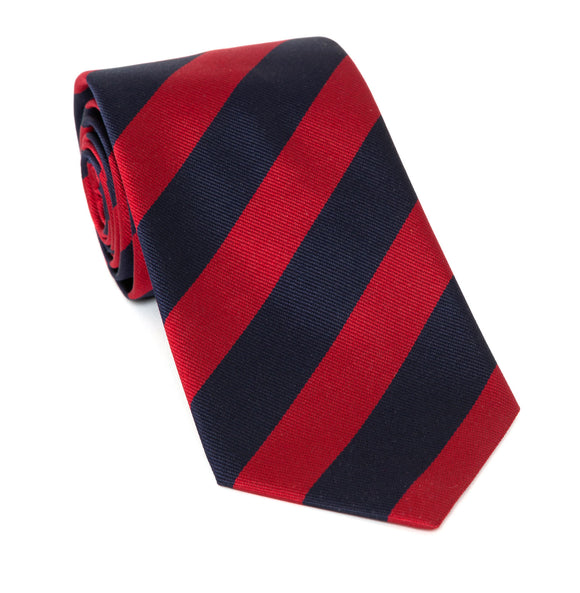 Regent Luxury Silk Tie - Navy & Red Stripe - Regent Tailoring