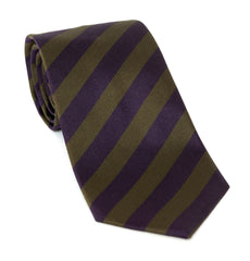 Regent Luxury Silk Tie - Purple and Deep Olive Stripes