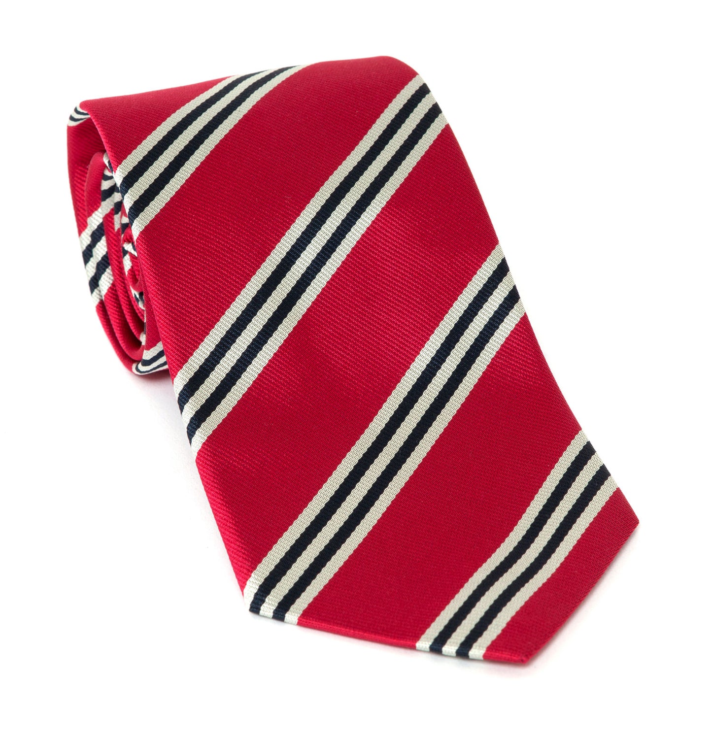 Regent Luxury Silk Tie - Red with White and Black Stripes - Regent Tailoring