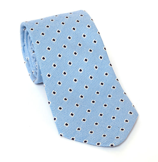 Regent Luxury Silk Tie - Blue Miniature Check with Diamond - Regent Tailoring