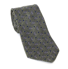 Regent Luxury Silk Tie - Green-Grey with Paisley
