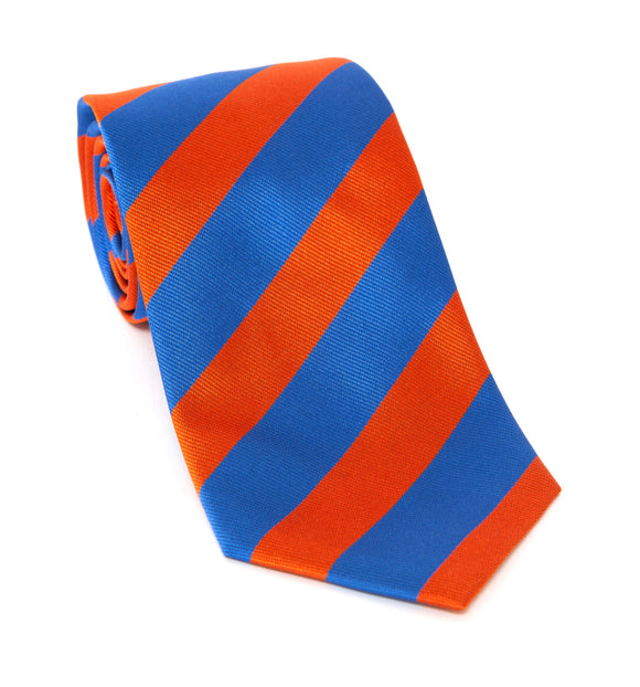 Regent Luxury Silk Tie - Blue & Orange Stripes - Regent Tailoring