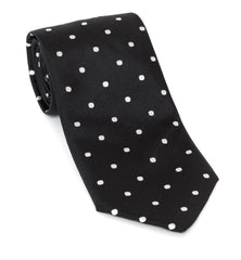 Regent Luxury Silk Tie - Black with White Spots