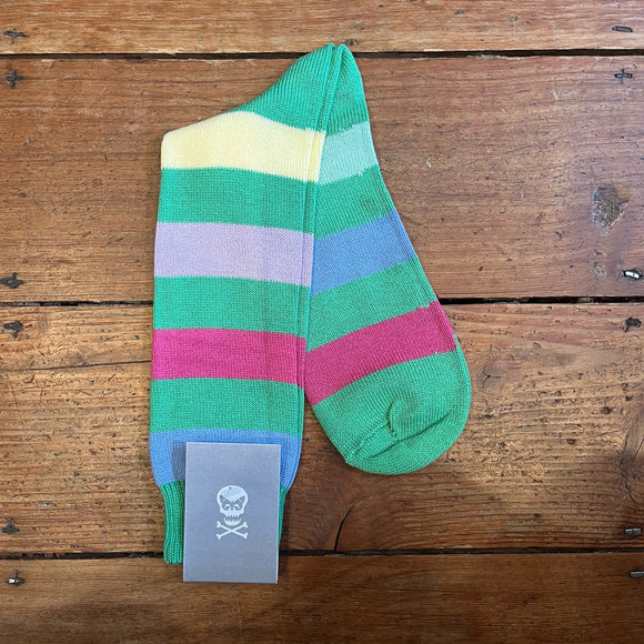 Regent - Socks - Cotton - Green & Multi Colour- Hoop