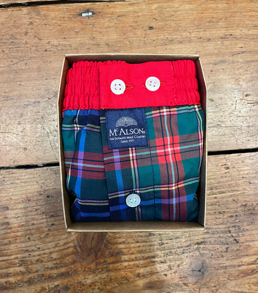 McAlson - Boxer Shorts - Green, Red and Blue plaid - 4670