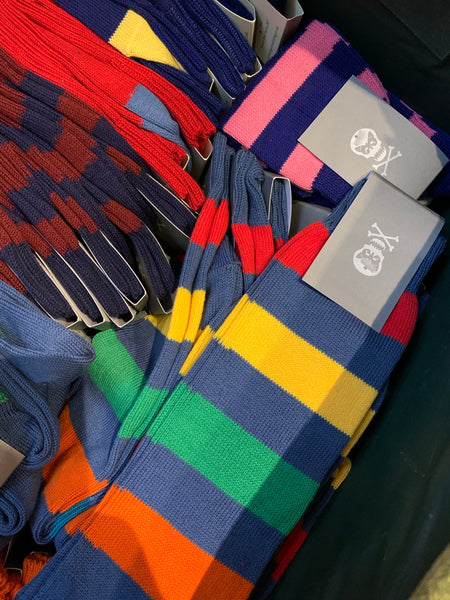 Regent - Socks - Cotton - Blue & Multi Colour- Hoop