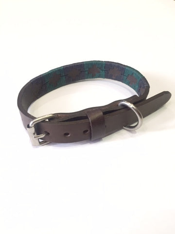 Regent - Argentinian Leather Polo Dog Collar - Green/Navy