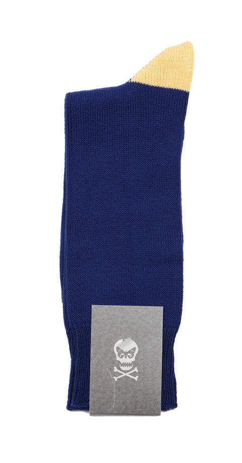 Regent Cotton Sock - Dark Blue with Yellow Heel and Toes - Regent Tailoring