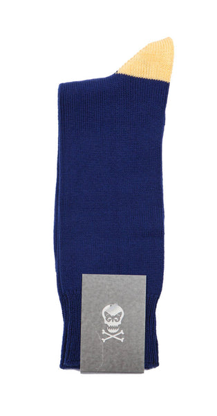 Regent Socks - Cotton - Dark Blue with Yellow Heel and Toe