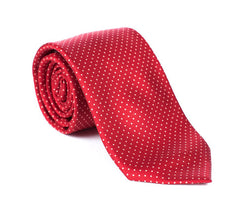 Regent - Woven Silk Tie - Red with White Polka-Dot