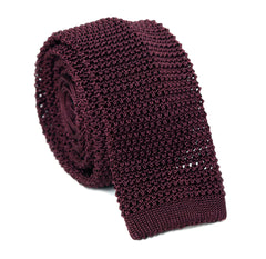 Regent - Knitted Silk Tie - Burgundy