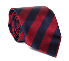 Regent - Woven Silk Striped Tie - Burgundy and Navy Stripes
