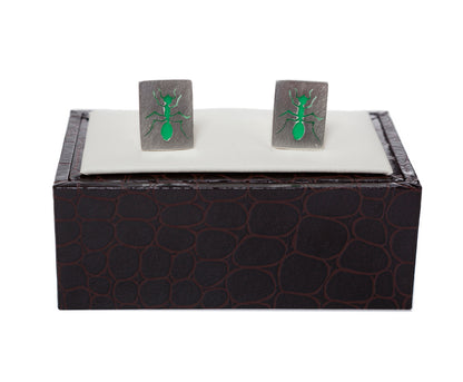 Regent Sterling Silver Cufflinks - Green Ants - Regent Tailoring