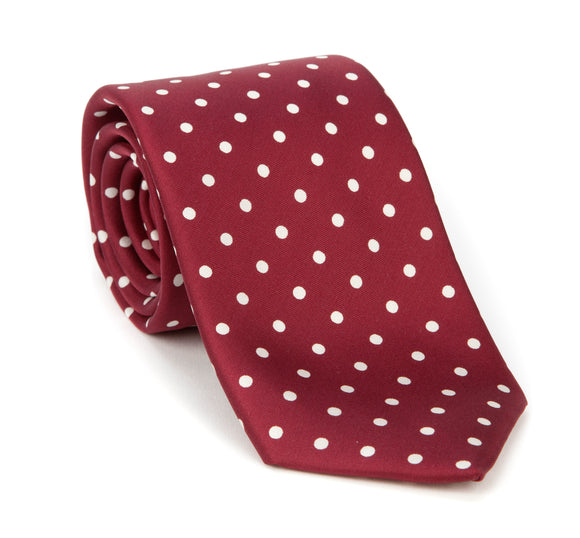 Regent - Woven Silk Tie - Red with Polka-Dot - Regent Tailoring