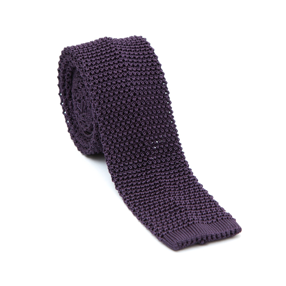 Regent - Knitted Silk Tie - Purple - Plain - Regent Tailoring