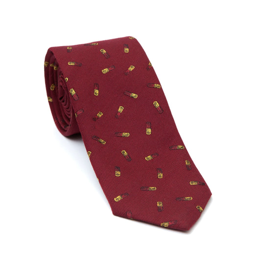 Regent - Woven Silk Tie- Burgundy with Cartridge Case - Regent Tailoring