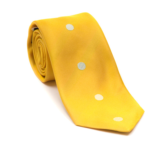 Regent - Woven Silk Tie - Yellow with Spot - Regent Tailoring