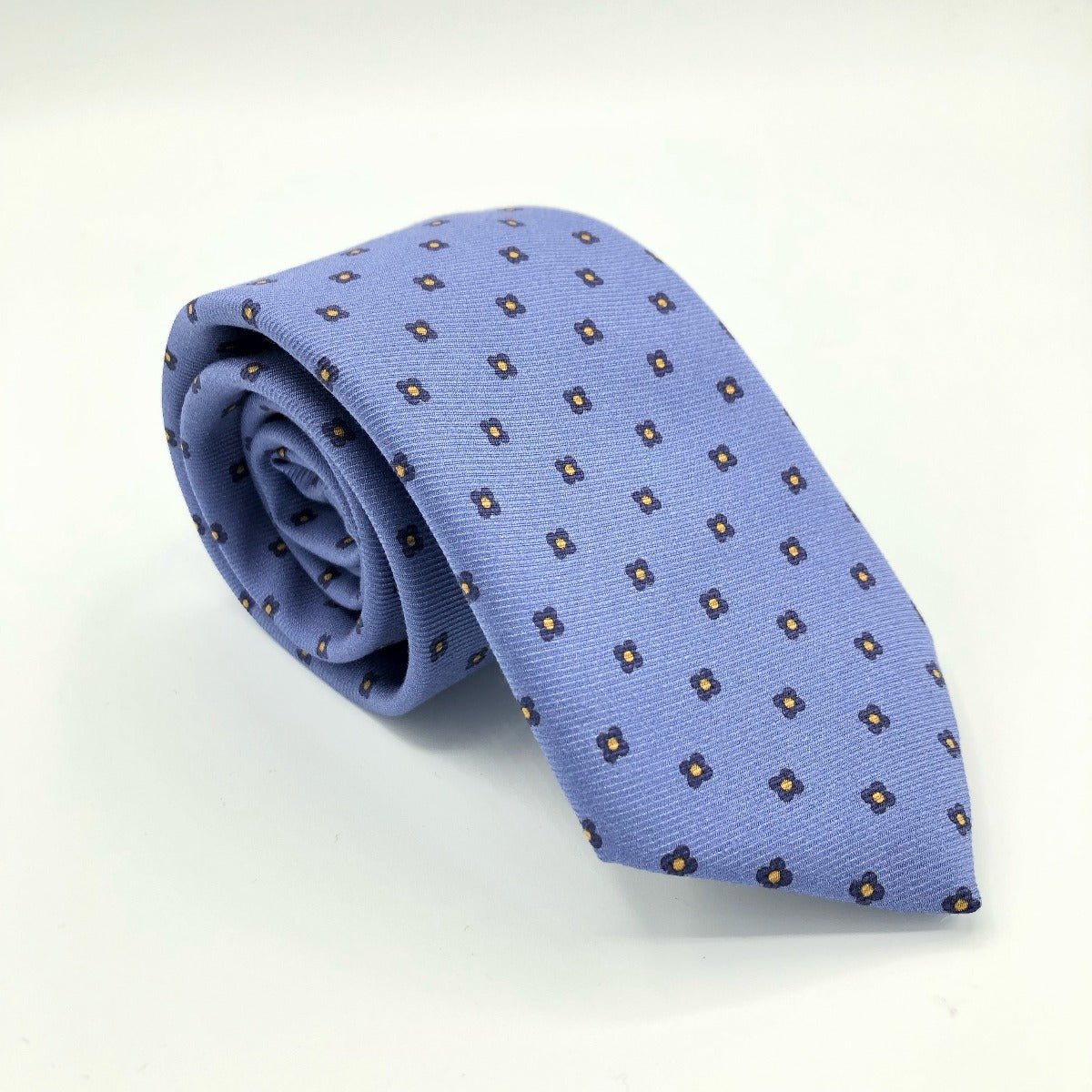 Regent - 100% Silk Tie - Blue with Small Flowers - Regent TailoringRegent