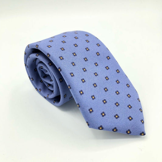 Regent - 100% Silk Tie - Blue with Small Flowers - Regent TailoringRegent