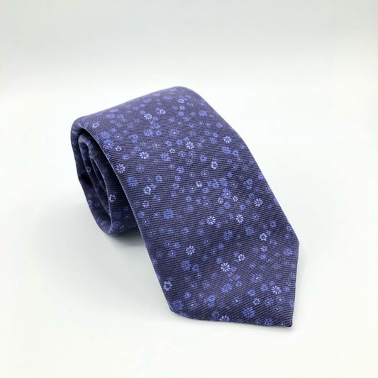 Regent - 100% Silk Tie - Midnight Purple with Lemon & Lime Flowers - Regent TailoringRegent