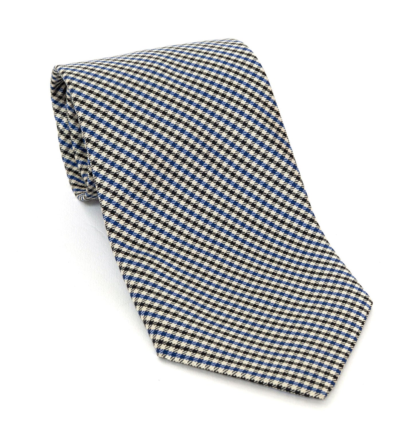 Regent Luxury Silk Tie - Black, White & Blue Check - Regent Tailoring Salisbury