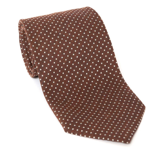 Regent Luxury Silk Tie - Brown with White Spots - Regent Tailoring Salisbury