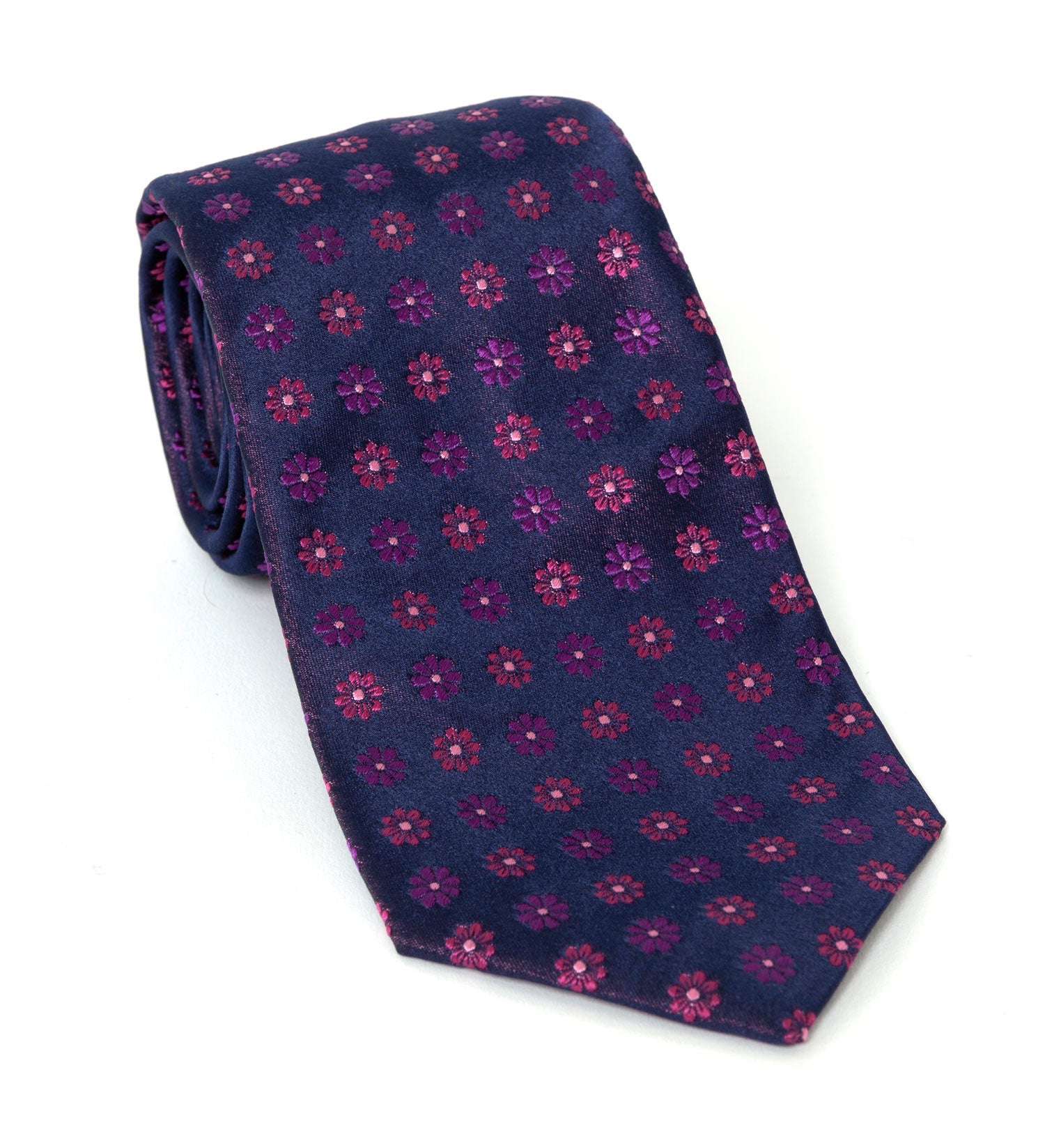 Regent Luxury Silk Tie - Purple Flower Motif - Regent TailoringRegent
