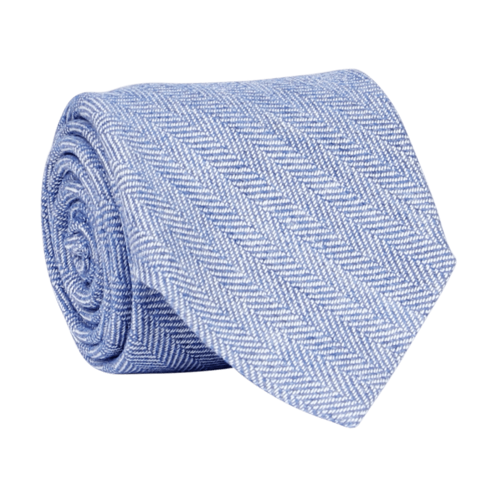 Regent Luxury Wool & Silk Tie - Sky Blue Herringbone - Regent TailoringRegent