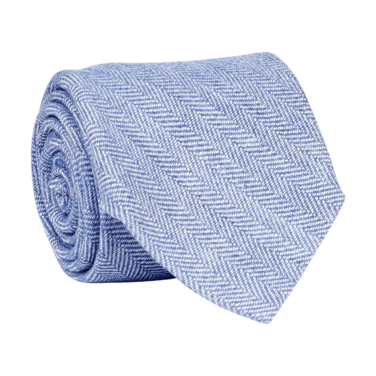 Regent Luxury Wool & Silk Tie - Sky Blue Herringbone - Regent TailoringRegent