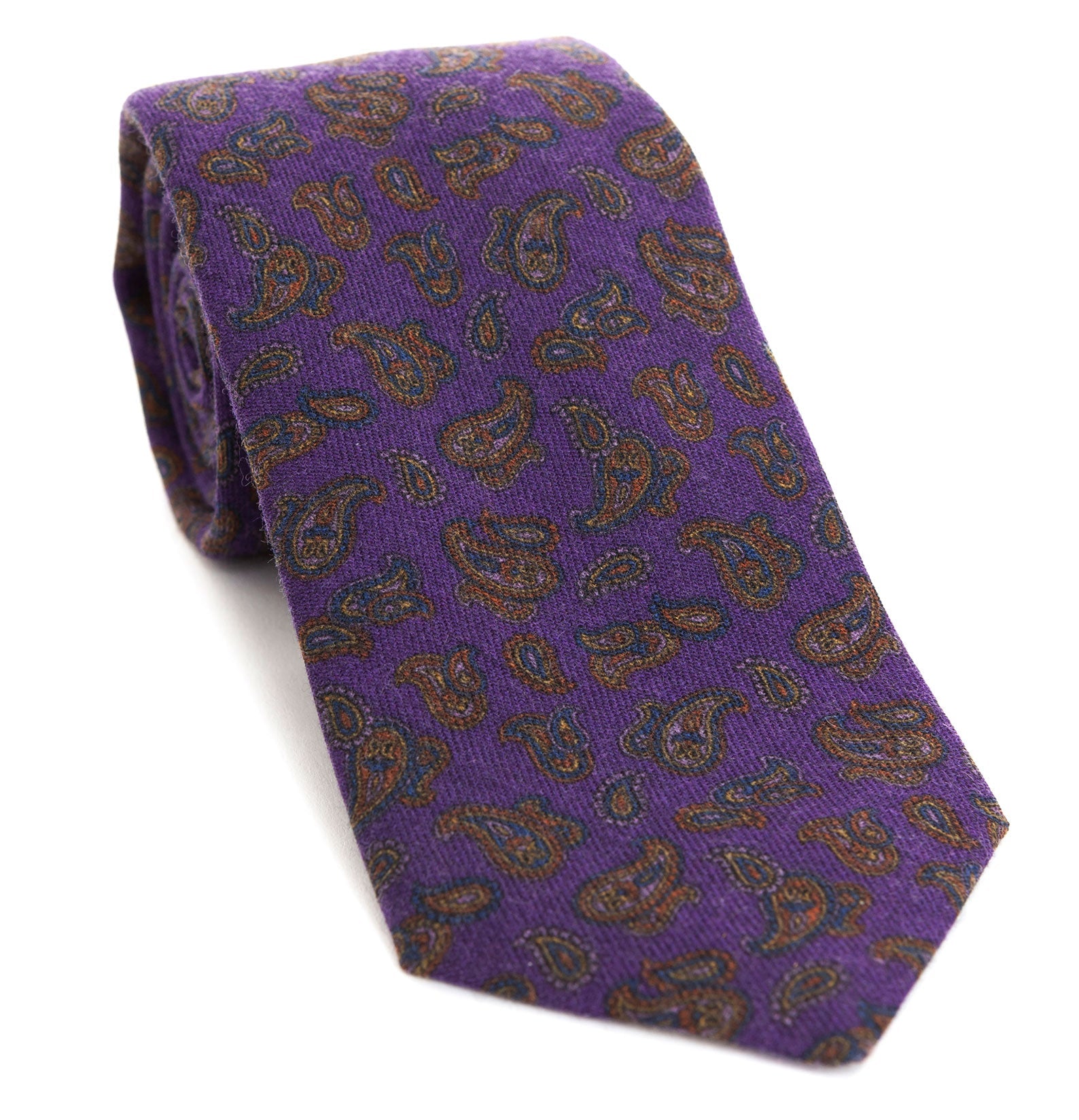Regent - Luxury Woven Wool Tie - Purple Paisley - Regent TailoringRegent