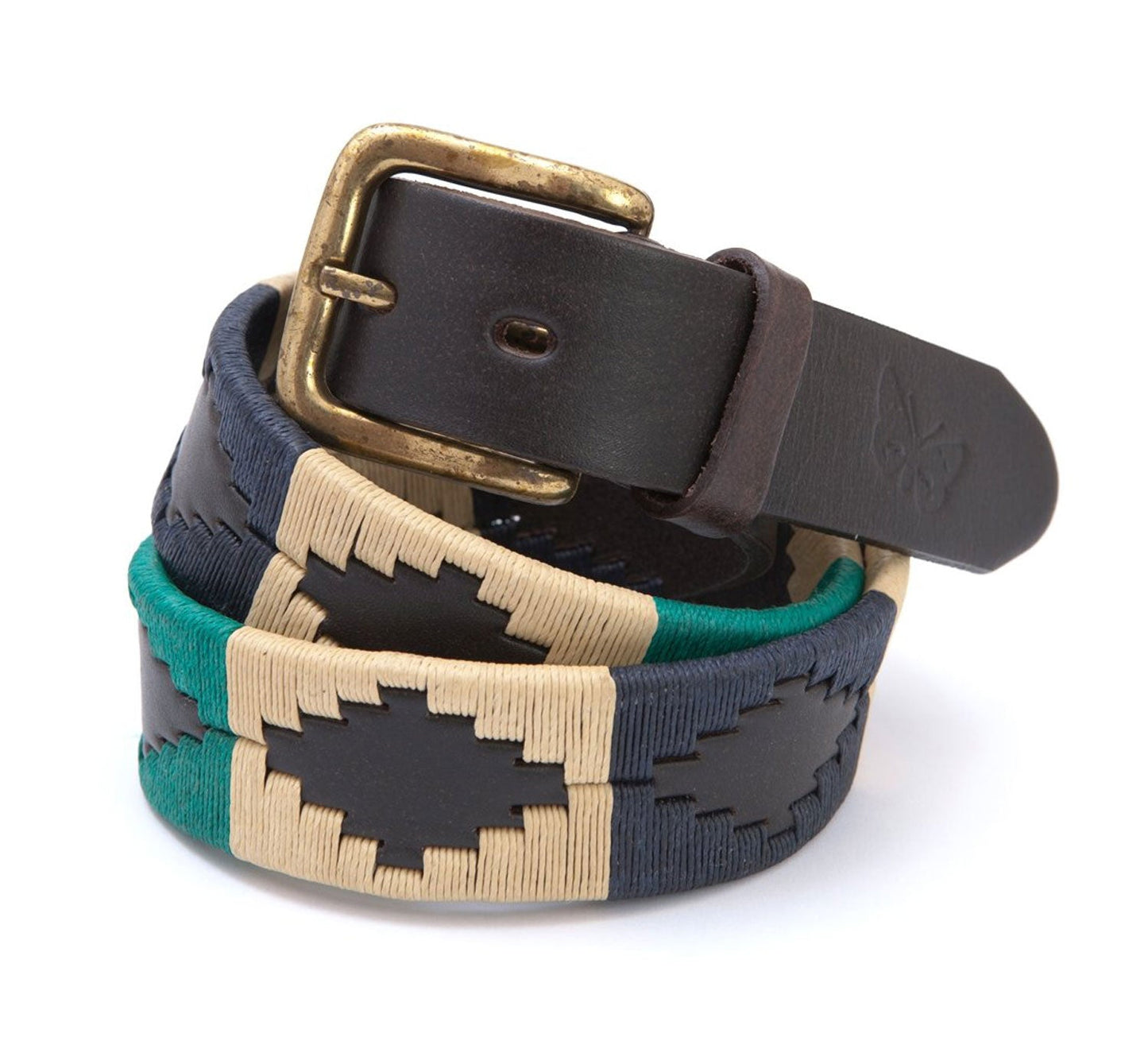 Regent - Polo Belt - Embroidered - Leather - Green, Navy & Cream - Regent TailoringPolo