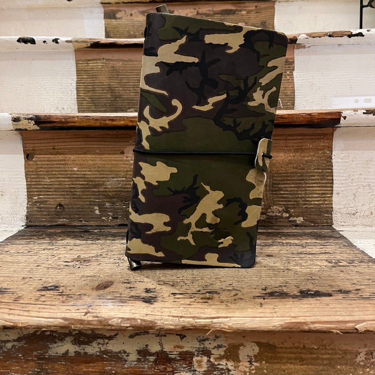 Regent - Traveller's Journal - Camouflage Notebook - Printed Leather - Regent Tailoring Salisbury