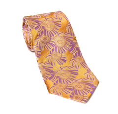 Regent - Woven Silk Tie - Gold and Purple Flower