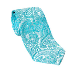 Regent - Woven Silk Tie - Silver and Blue Paisley
